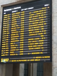 Oh the places we'll go! The departures' monitor in Milan.